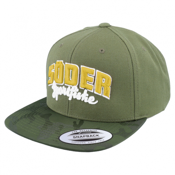 Söder Sportfiske Snapback Camo Olive - Gold Logo in the group Clothes & Shoes / Caps & Headwear / Caps / Snapback Caps at Sportfiskeprylar.se (HS1001133-OLG)