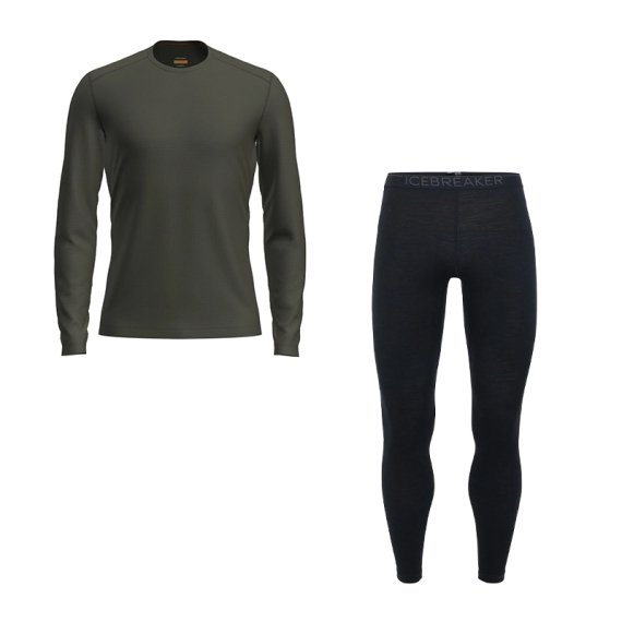 Icebreaker Mens 200 Oasis LS Crewe & Leggings Loden/Black in the group Fishing methods / Ice Fishing / Winter Clothing / Layering & Underwear / Baselayer-Set at Sportfiskeprylar.se (ICEBREAKERSETGREEN)