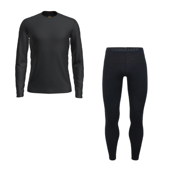 Icebreaker Mens 200 Oasis LS Crewe & Leggings Black in the group Clothes & Shoes / Clothing / Layering & Underwear / Base Layer Set at Sportfiskeprylar.se (IVEBREAKERSET)