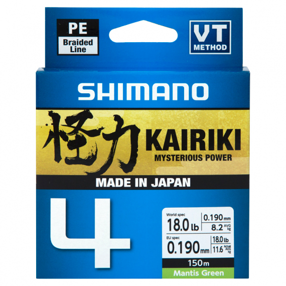 Shimano Kairiki 4, Mantis Green - 150m in the group Lines / Braided Lines at Sportfiskeprylar.se (LDM54TE0810015Gr)