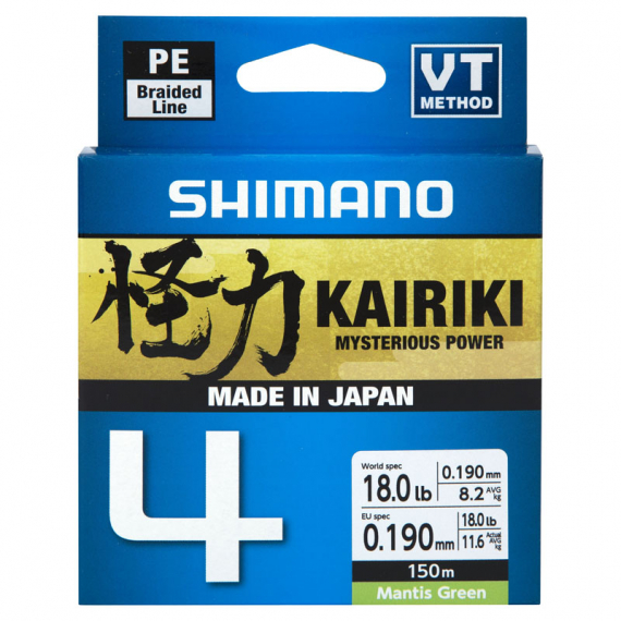 Shimano Kairiki 4, 150m Mantis Green - 0.20mm 13.8kg in the group Lines / Braided Lines at Sportfiskeprylar.se (LDM54TE2020015G)