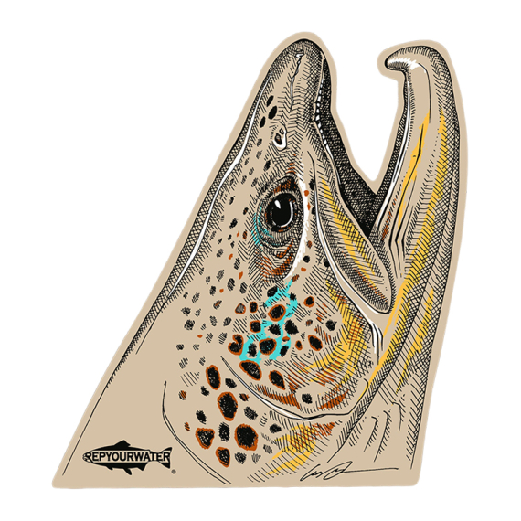 RepYourWater Sticker - Rising Brown in the group Other / Stickers & Decals at Sportfiskeprylar.se (NFD9720)