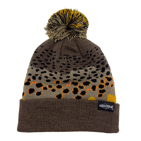 RepYourWater Knit Hat Merino Blend, Pom Pom Brown Trout Skin in the group Clothes & Shoes / Caps & Headwear / Beanies & Hats at Sportfiskeprylar.se (NFD9735)