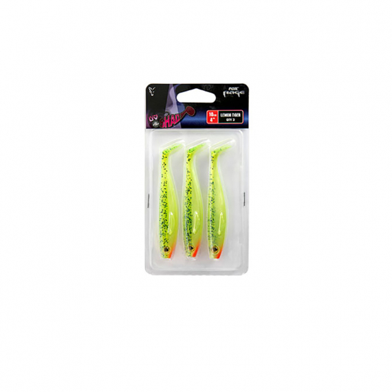 Fox Rage Pro Shad 10 cm / 4\'\' UV Lemontiger 3-pack in the group Lures / Softbaits / Perch Softbaits & Zander Softbaits at Sportfiskeprylar.se (NPS021)