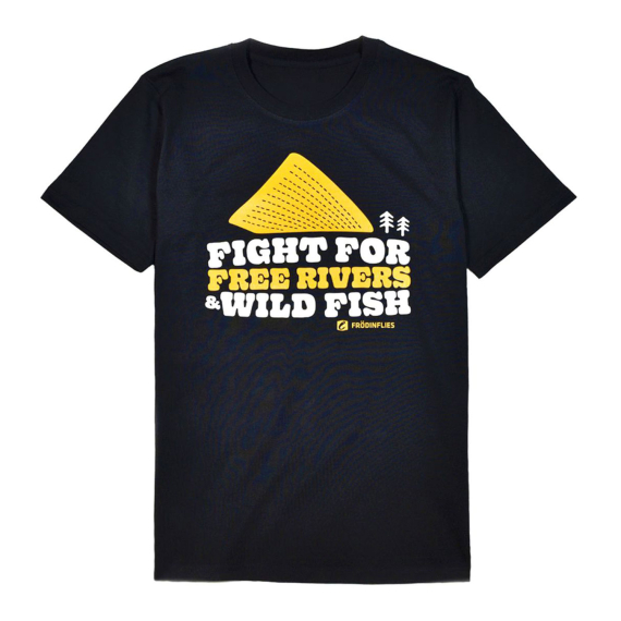 Frödin \'Free Rivers & Wild Fish\' Heavyweight T-Shirt - Black in the group Clothes & Shoes / Clothing / T-shirts at Sportfiskeprylar.se (OT-FRHLr)