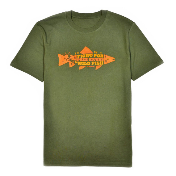 Frödin \'Free Rivers & Wild Fish\' T-Shirt - Khaki Green in the group Clothes & Shoes / Clothing / T-shirts at Sportfiskeprylar.se (OT-FRLr)