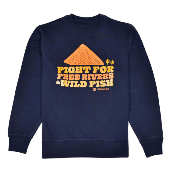 Frödin \'Free Rivers & Wild Fish\' Sweatshirt - Navyv Blue in the group Clothes & Shoes / Clothing / Sweaters / Sweatshirts at Sportfiskeprylar.se (OT-FRSLr)