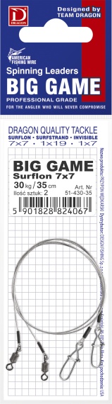 Dragon 7x7 Surflon A.F.W. 30kg Big Game 2-pack in the group Hooks & Terminal Tackle / Leaders & Leader Materials / Ready Made Leaders / Steel Leaders & Wire Leaders at Sportfiskeprylar.se (PDF-51-430-40r)