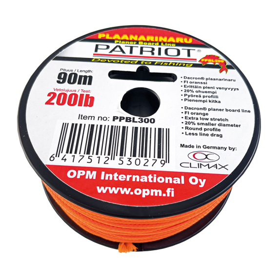 Patriot Planerline Orange, Roll: 90m, 90kg in the group Tools & Accessories / Trolling Rigs & Accessories at Sportfiskeprylar.se (PPBL300)
