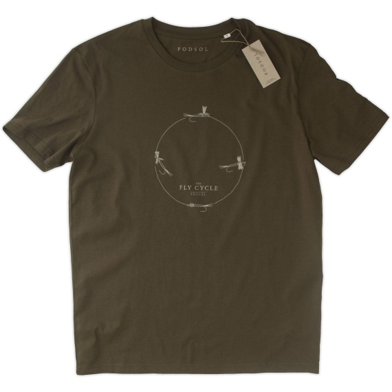 PODSOL T-Shirt Fly Cycle Organic Cotton British Khaki S in the group Clothes & Shoes / Clothing / T-shirts at Sportfiskeprylar.se (PS110)