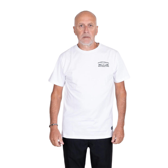 SQRTN X Wolfcreek Lures Tee, White in the group Clothes & Shoes / Clothing / T-shirts at Sportfiskeprylar.se (SQWC-001-Sr)