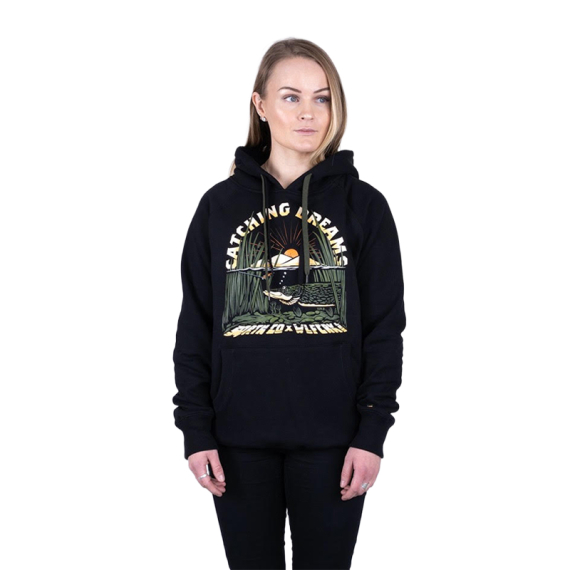 SQRTN X Wolfcreek Lures Dreams Hood, Black in the group Clothes & Shoes / Clothing / Sweaters / Hoodies at Sportfiskeprylar.se (SQWC-005-Sr)