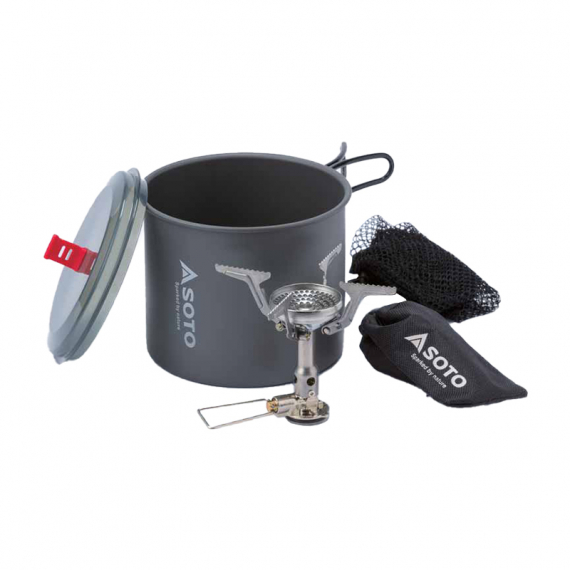 Soto Amicus with Igniter & New River Pot in the group Outdoor / Camp Kitchen & Utensils / Camping Stoves & Burners / Gas Camping Stoves at Sportfiskeprylar.se (SSOD-1NVENR)