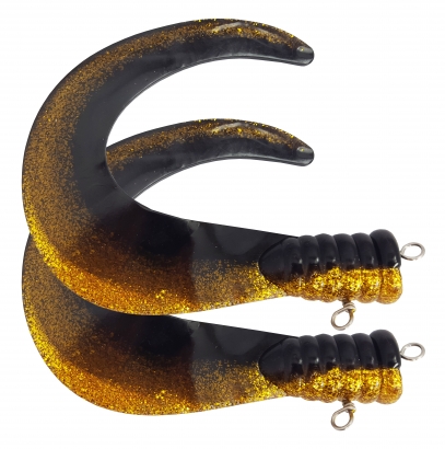 SvartZonker Big Tail (2-pack) - C18 Black/Gold in the group Lures / Softbaits / Extra Tails & Curlys at Sportfiskeprylar.se (SZ101118)