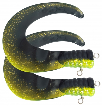 SvartZonker Big Tail (2-pack) - C22 Black/Chartreuse in the group Lures / Softbaits / Extra Tails & Curlys at Sportfiskeprylar.se (SZ101122)