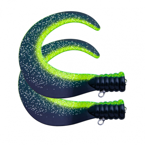 SvartZonker Big Tail (2-pack) C34 Black/Chartreuse Reverse in the group Lures / Softbaits / Extra Tails & Curlys at Sportfiskeprylar.se (SZ101134)