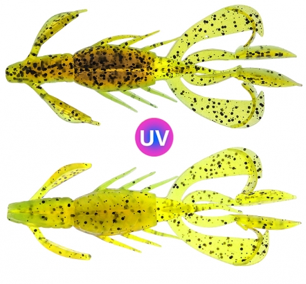 PerchFight Crayfish 4.4\'\' 5-Pack , Green Pumpkin Chartreuse in the group Lures / Softbaits / Craws & Creaturebaits / Craws at Sportfiskeprylar.se (Z-PC44-GPC)