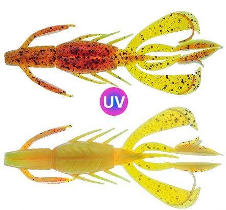 PerchFight Crayfish 4.4\'\' 5-Pack , Motoroil Glitter Orange in the group Lures / Softbaits / Craws & Creaturebaits / Craws at Sportfiskeprylar.se (Z-PC44-MGO)