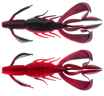 PerchFight Crayfish 4.4\'\' 5-Pack , Red And Black in the group Lures / Softbaits / Craws & Creaturebaits / Craws at Sportfiskeprylar.se (Z-PC44-RB)