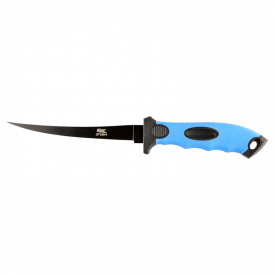Filleting Fishing Knife 10cm Blade Black/Blue Rubber Plastic