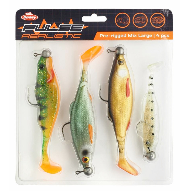 Berkley Pulse Realistic Pre-Rigged Mix Large (4-pack