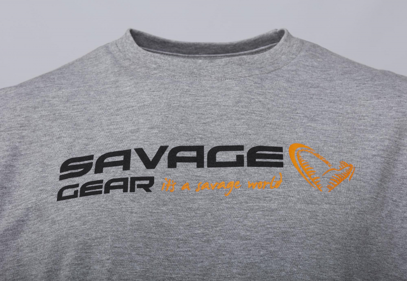 Savage Gear Pike Tee Gr XXL Flinth Grey Melange T-Shirt Angelshirt Anglershirt 