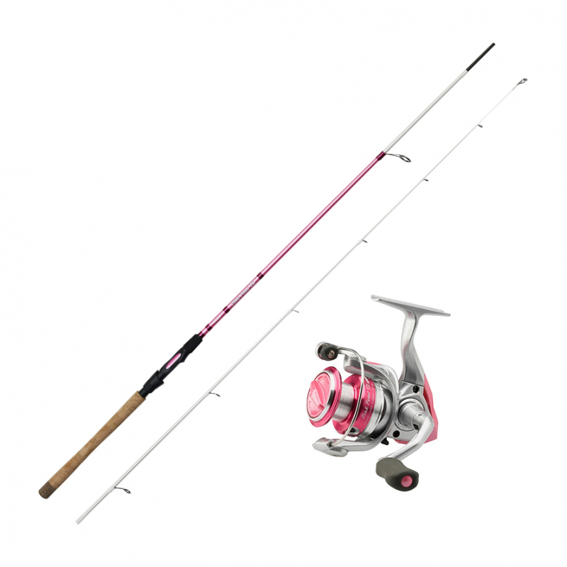 Okuma Pink Pearl v2 7' 1 213 cm 5-20 g caña de pescar carrete fijo raubfischrute
