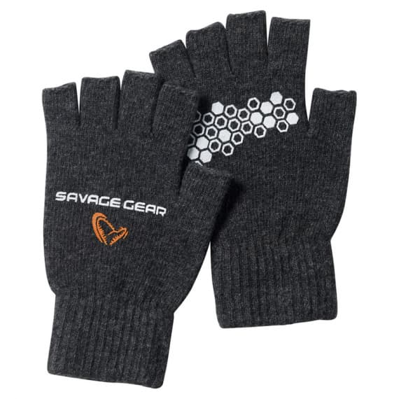 Savage Gear Knitted Half Finger Glove Dark Grey Melange - XL