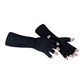 Norolan Merino Wool Fingerless Gloves - Black One-Size