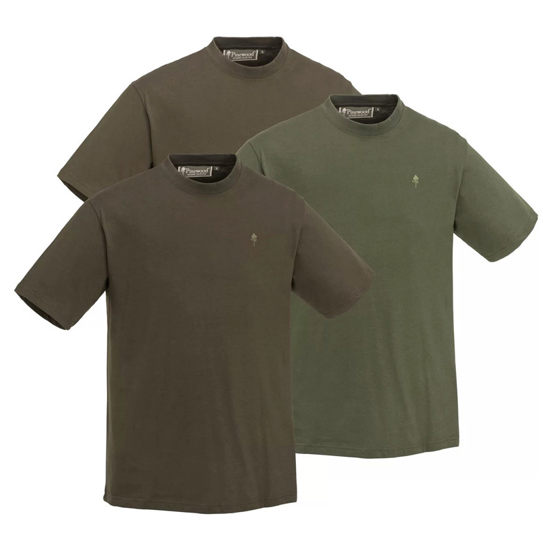 Pinewood T-shirts 3-pack Green/H.Brown/Khaki