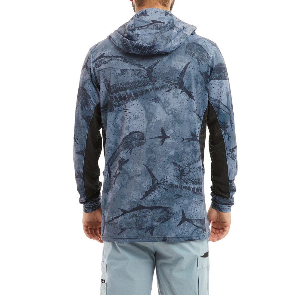 L-Shirt Pelagic Exo Tech Brush Camo Hooded - Pêche exotique L-Shirt Pelagic Exo Tech Brush Camo Hooded - Pêche exotique