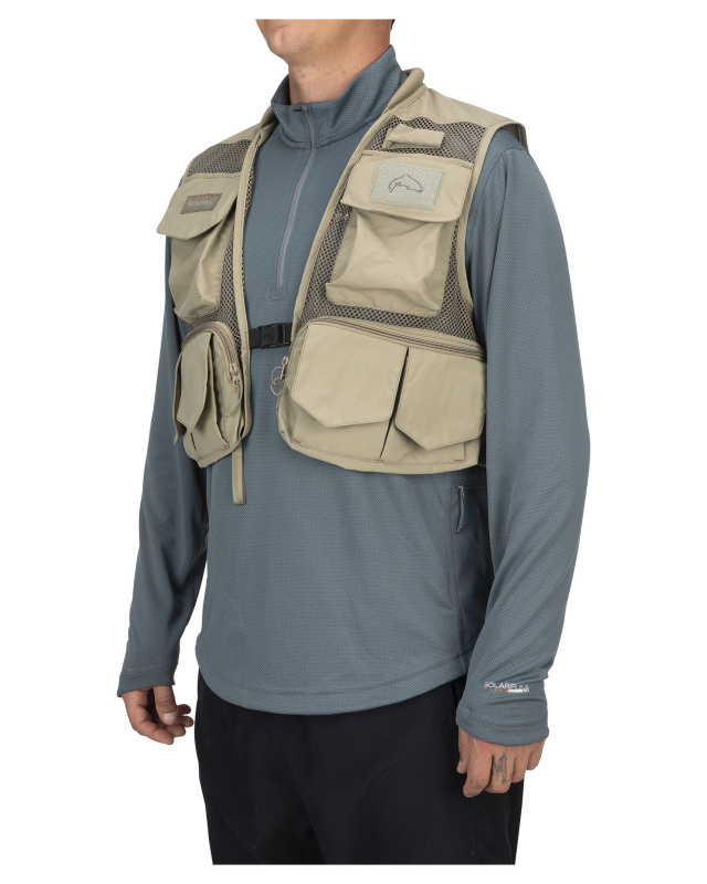 Simms Tributary Vest Tan | Sportfishtackle.com