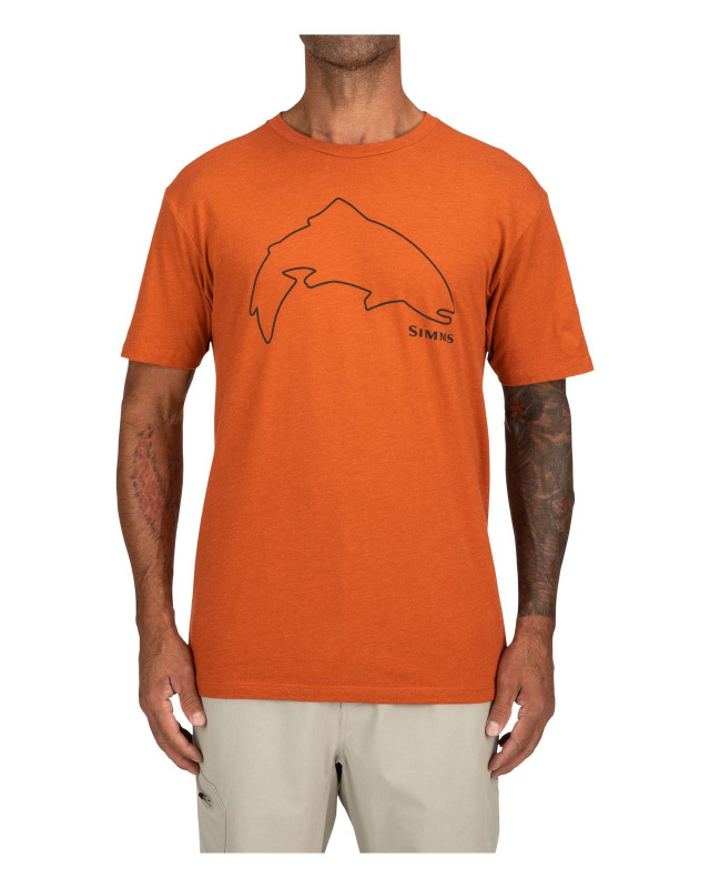 Simms Trout Outline T-Shirt Adobe Heather