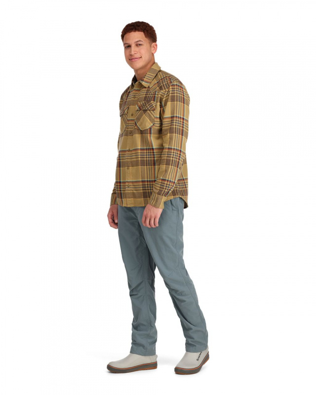 Simms Santee Flannel Camel/Navy/Clay Neo Plaid | Sportfishtackle.com