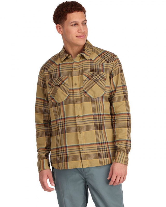 Simms Santee Flannel Camel/Navy/Clay Neo Plaid | Sportfishtackle.com
