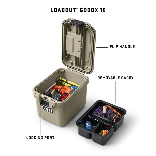 Yeti LoadOut GoBox 15 - Tan | Sportfishtackle.com
